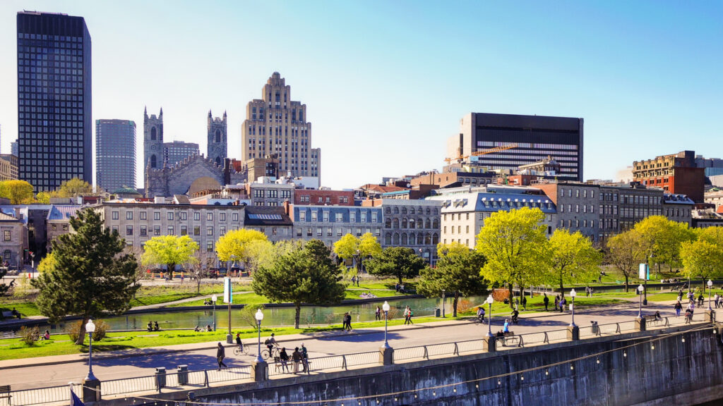 A view of downtown Montreal skyline and river